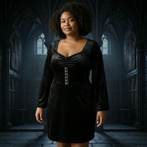 Hot Topic Cosmic Aura Black Velvet Corset Dress Sz 2X Goth Renaissance Halloween